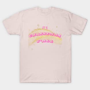 It's Christmas Y'all - pink and gold T-Shirt